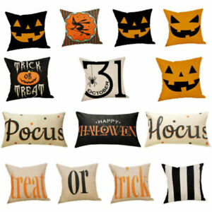 Home US Linen Cover Pillow Decor Sofa Pumpkin Cushion Ghosts Halloween Cases