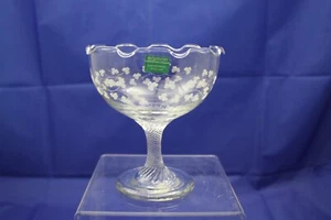 Eamon Glass Irish Hand Engraved Clear Candy/Compote Dish Shamrock Pattern EUC - Picture 1 of 9