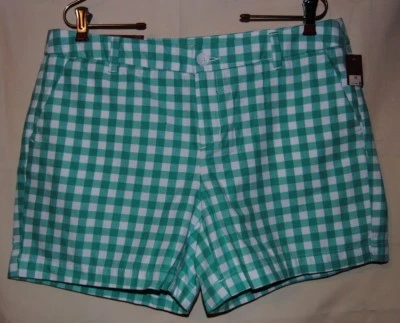 Pantalones Cortos Chinos Para Mujer MERONA Verde Blanco A Cuadros Talla 10 Nuevos Sin Etiquetas Foto 1 de 4