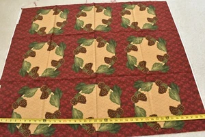 36" Long, Large Pinecone Print on Tan & Red Quilt Cotton/Thimbleberries, P4007 - Picture 1 of 5