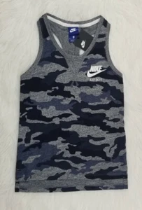 NIKE Girls' Camo Print Hi-lo Split Hem Racerback Tank Size M Black & Gray - Picture 1 of 5