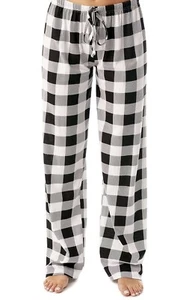 Women Buffalo Plaid Pajama Pants Sleepwear XL NIB Black And White Just Love - Picture 1 of 6