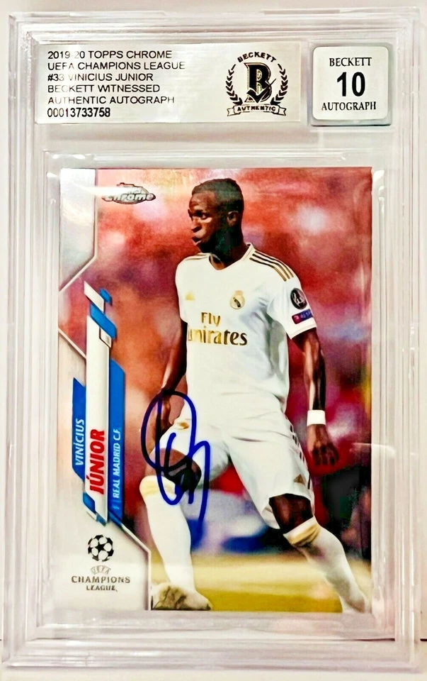 2019-20 Topps Chrome UEFA CL Vinicius Jr. Signed #33 Beckett Witnessed Graded 10 - Image 1 of 1