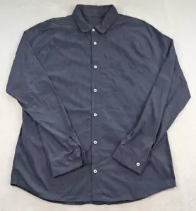 Lululemon Commisssion LS Button Down Shirt Mens Large? Striped Navy Blue - Picture 1 of 7