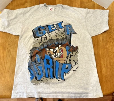 Camisa De Colección Años 90 Tasmanian Devil Looney Tunes "Get a grip" Talla L Msde en EE. UU. Foto 1 de 4