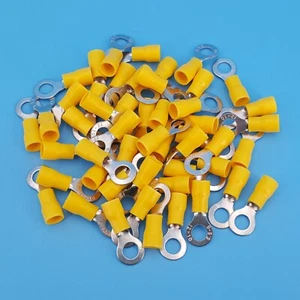 50Pcs Yellow RV5.5-6 Circular Ring Pre-Insulating 12-10 AWG Wire Crimp Terminals - Picture 1 of 5