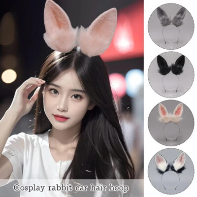 Animal Hair Band Faux Fur Rabbit Ears Headband Lolita Anime Cosplay Props - Image 1 of 4