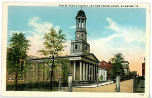 Postal Richmond Virginia VA Antigua Iglesia de San Pablo y Nueva Casa Parroquial Sin Publicar - Imagen 1 de 2