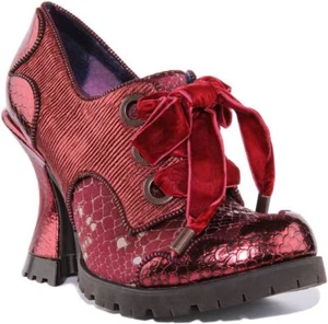 Irregular Choice Whimsical Wonder Womens Lace Up Shoes In Bordo Size UK 3 - 8 - Picture 1 of 12