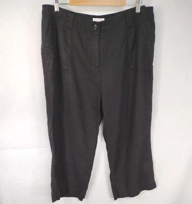 Pantalones Charter Club Mujer 100% Lino 18W Longitud Recortada Bolsillos Negros Foto 1 de 4