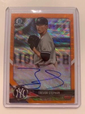2018 Bowman Chrome Prospect Orange Wave Refractor #D /25 Trevor Stephan Auto RC - Image 1 of 2