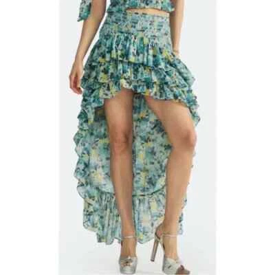 LOVE SHACK FANCY 裙子女式小号浆果裙高低长裙荷叶边 — 第 1/4 张图片