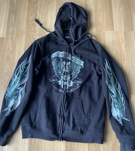 Mens Winter Hoodie Motorbike With Eagle Size S - Picture 1 of 2