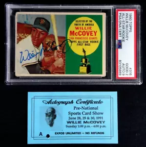 WILLIE MCCOVEY 1960 TOPPS ROOKIE CARD #316 PSA 2 GOOD PSA/DNA AUTOGRAPH 9 SIGNED - Picture 1 of 4