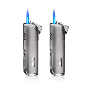 2 Pack Torch Lighter Jet Flame Butane Gas Lighter Refillable Jet Torch Lighters - Picture 1 of 16