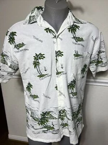 Razia Fashion Shirt Mens XXLarge Green Palm Floral Short Sleeve Thailand Beach - Picture 1 of 8