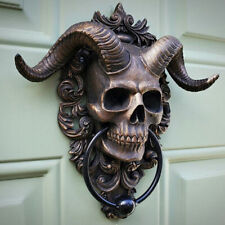 Door Knocker Demon Skull Gothic Devil Aries Door Decoration Bell Resin Hallow J1
