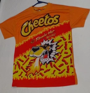 Forever 21 Cheetos Flamin' Hot Crunchy Shirt Medium Orange All Over Print Rare - Picture 1 of 7