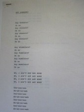 FRANK ZAPPA Any Downers Lyrics Hand typed original Bizarre records file