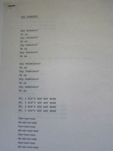 FRANK ZAPPA Any Downers Lyrics Hand typed original Bizarre records file