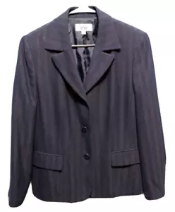 Le Suit ♈Woman's Woven button up suit Jacket size 14~navy/silver dashes - Picture 1 of 3