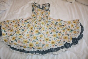 CHEEKY PLUM Tween Girls Size 12 Boutique Floral Daisy Ruffle Tiered Party Dress - Picture 1 of 8