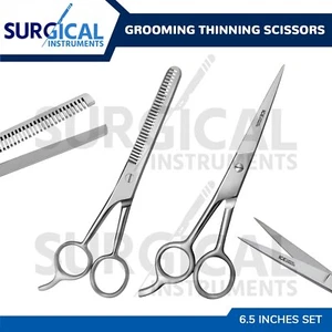 2 Pet Dog Cat Professional Grooming Hair Thinning Scissors Shears 6.5" German Gr - Afbeelding 1 van 9