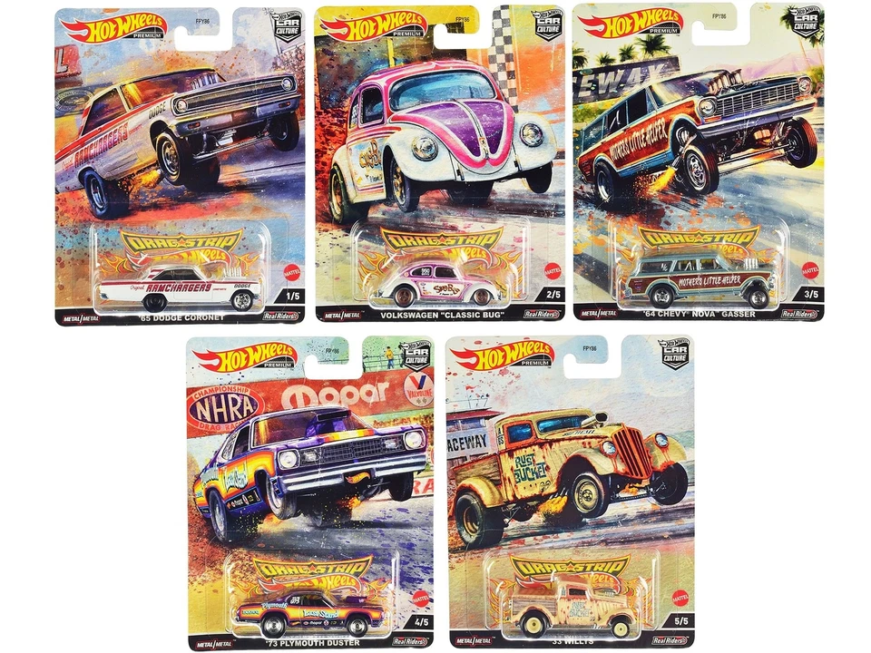 "Drag Strip" 5 piece Set "Car Culture" Series Diecast Model Cars by Hot Wheels - Image 1 of 1