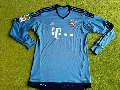 Trikot Shirt Jersey Bayern München FCB Neuer 2014 2015 Gr. M blau langarm - Bild 1 von 4
