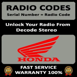 HONDA RADIO CODES UNLOCK ACCORD CRX CR-Z. HR-V INSIGHT E STEREO PINCODE SERVICE - Picture 1 of 6