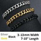 *UK* Mens Stainless Steel Cuban Bracelet 316L Curb Link Chain 18-25cm