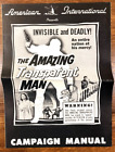 AMAZING TRANSPARENT MAN Original Movie Pressbook Sci-Fi Action Edgar Ulmer