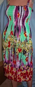 S M L Women Sexy BOHO Green Yellow Multi Floral  Dress Sundress Skirt  Nightgown - Picture 1 of 3