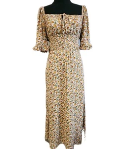 Faithfull The Brand El Paso Midi Dress L Milkmaid Floral Cottage Fall Prairie - Picture 1 of 14