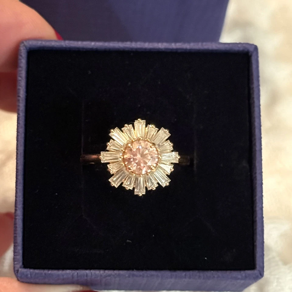 Swarovski - Anel Idyllia - Cortes mistos, sol, branco, rosa banhado a ouro - Tamanho 8 - Imagem 1 de 4