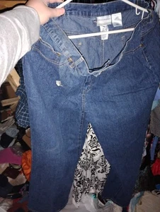 16p Ramie Cotton Alfred Dunner Jeans Denim Ex Petite XL Flat Front Pants - Picture 1 of 3