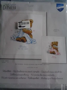 DIY VERVACO COUNTED CROSS STITCH BEAR WITH BLANKET BIRTH RECORD KIT #PN-0011901 - Picture 1 of 2