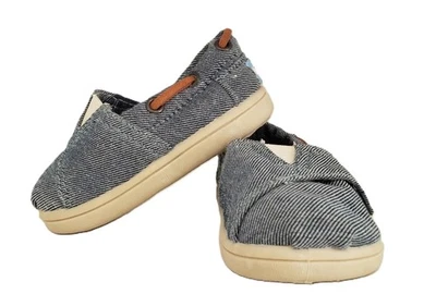 TOMS Toddler T3 Deck Shoes Blue Denim Nautical Boat Loafer Moccasins Hook Loop - Image 1 of 4
