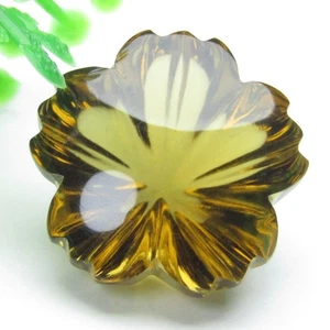 11.69Cts Winsome Natural Coniac Quartz 15.3mm Carving Flower Shape Gemstone - Picture 1 of 6