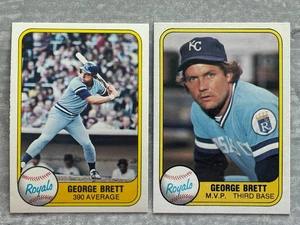 (2) 1981 Fleer George Brett "MVP Photo" Error & Corrected Baseball Cards #28 - Bild 1 von 2