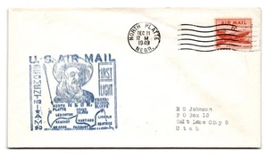 Primer vuelo de correo aéreo de Estados Unidos cubierta 1949 Nebraska prestigio de aviación - Imagen 1 de 2