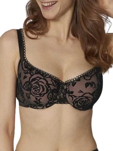 30E Triumph Velvet Rose Bra Spotlight WHP Half Cup Padded Black Bras Lingerie - Picture 1 of 3