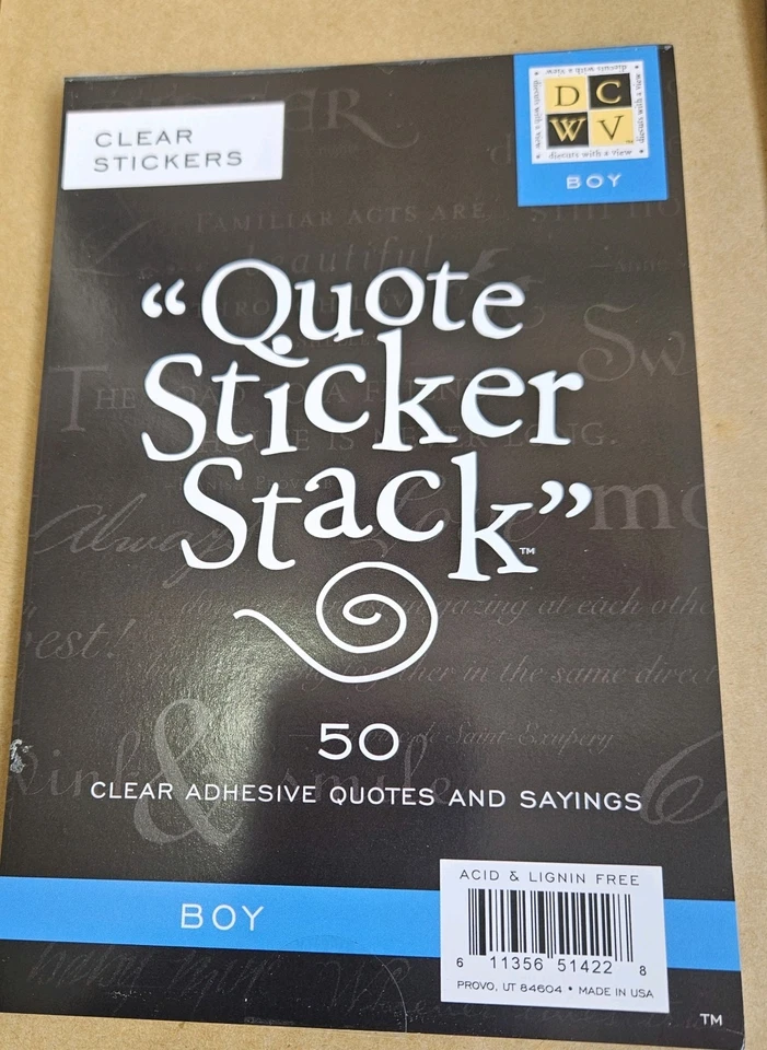 Pila de 50 pegatinas adhesivas transparentes para citas y dichos BOY Quotes Plan álbum de recortes Foto 1 de 1