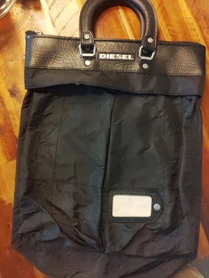 Bolso de Mano Vintage Diesel Negro Cuero y Tela  Foto 1 de 4