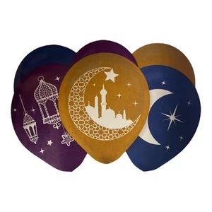 Crescent Moon & Mosque Eid Balloons 15ct Eid Mubarak Latex Balloons For Helium - Picture 1 of 2