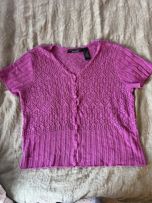 Cárdigan femenino Y2K crochet abotonado manga corta talla XL Foto 1 de 4