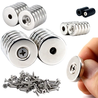 Neodym Magnete Mit Loch Bohrung Senkung Magnetscheiben Scheibe Rund Stark - Bild 1 von 4