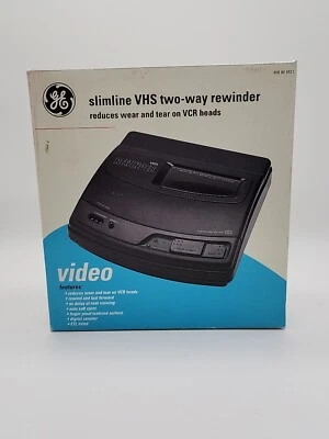 Rebobinadora de cinta de casete de video bidireccional GE Slimline VHS de colección NUEVA - Caja abierta Foto 1 de 4