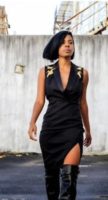 Vestido ALTUZZARA Negro con Bordado Dorado Talla. 6 ¡Muy Chic!🖤 Foto 1 de 4