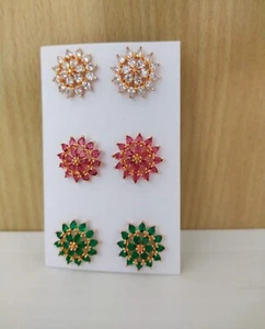 fashion earring stud Bollywood stud Regular wear Tops cz stud Gold Plated stud - Picture 1 of 1